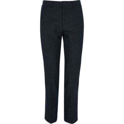 Navy textured trousers